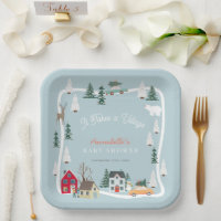 It Takes A Village Holiday Blue Baby Shower 