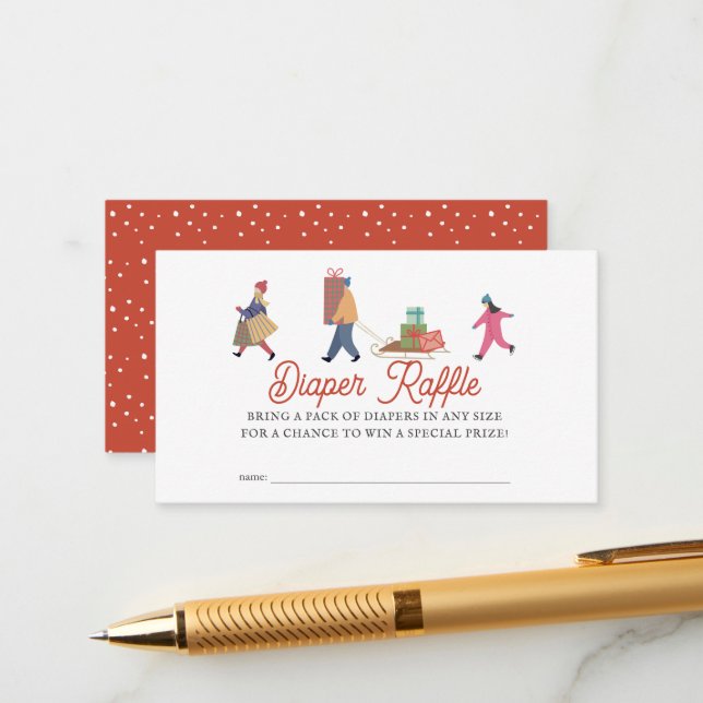 It Takes A Village Holiday Diaper Raffle Ticket Enclosure Card (Front/Back In Situ)