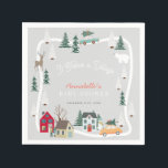 It Takes A Village Holiday Grey Baby Shower  Napkin<br><div class="desc">This cute "it takes a village/special delivery" Christmas holiday gender-neutral baby shower paper napkin features a light grey background with christmas lights and a holiday town/village. Personalize it for your needs. You can find matching products at my store.</div>