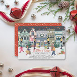 It Takes A Village Holiday Town Baby Shower<br><div class="desc">This festive "it takes a village" baby shower invitation features a Christmas town/village with people on christmas shopping,  a cafe,  theatre,  snowman and sleigh. The reverse side features a red background with white snow patterns. Personalize it for your needs. You can find matching products at my store.</div>