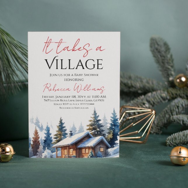 It Takes A Village Neutral Winter Baby Shower Invitation (Creator Uploaded)