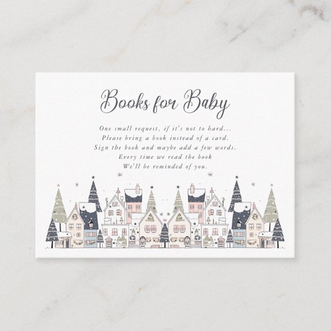 It Takes a Village Snowy Whimsical Baby Shower  Enclosure Card (Front)