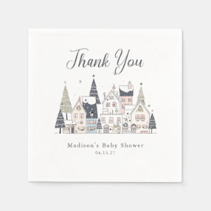 It Takes a Village Snowy Whimsical Baby Shower  Napkin