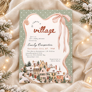 It takes a village whimsical baby shower invitation