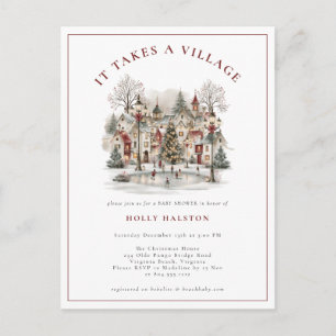 It Takes a Village Winter Baby Shower Invitation Postcard
