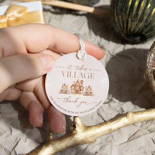 It Takes a Village Winter Baby Shower Thank You Favour Tags