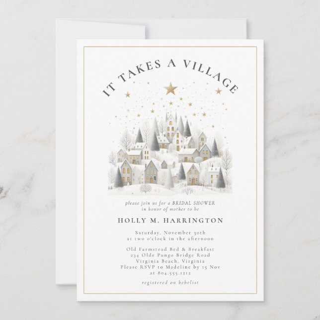 It Takes a Village Winter Photo Baby Shower  Invitation (Front)