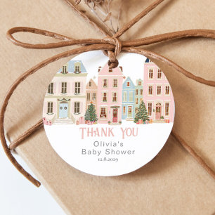 It takes a Village Winter Pink Snow Thank you Favour Tags