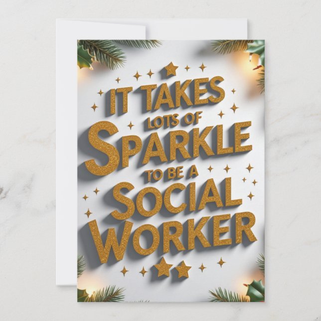 It Takes Lots of Sparkle to Be a Social Worker  Holiday Card (Front)