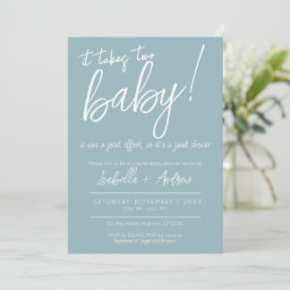 It Takes Two Joint Effort Joint Co-ed Baby Shower Invitation
