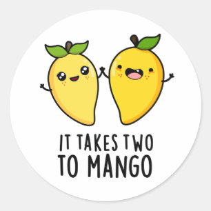 It Takes Two To Mango Funny Dancing Fruit Pun Classic Round Sticker