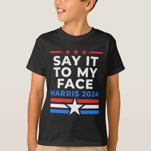 It To My Face Cat Lady Voting Harris Walz  T-Shirt (Front)