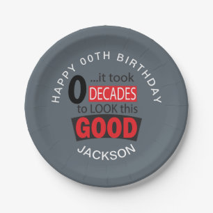 It Took 0 Decades to Look this Good - Grey Paper Plate