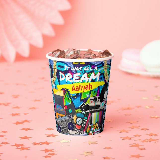 It was all a Dream 90's Hip Hop Graffiti Retro Paper Cups (Insitu)