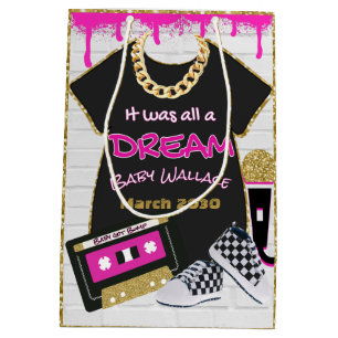 It was all a Dream Pink 90's Hip Hop Baby Shower Medium Gift Bag