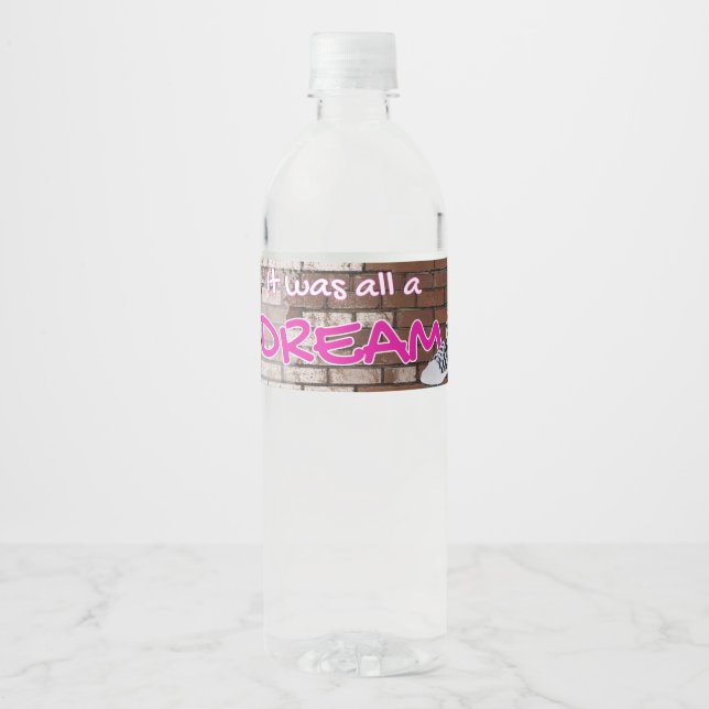 It was all Dream| 90's Pink Hip Hop Throwback Water Bottle Label (Front)