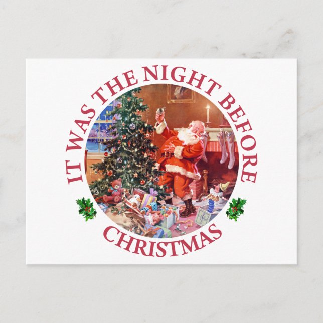 It Was The Night Before Christmas Holiday Postcard (Front)