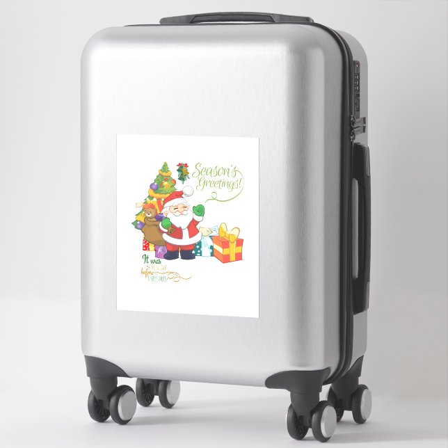 It Was The Night Before Custom-Cut Vinyl Sticker (Suitcase)