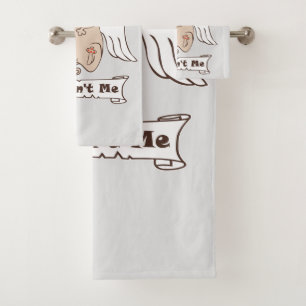 It Wasn't Me angel pug funny quote    Bath Towel Set