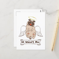 It Wasn't Me angel pug funny quote  