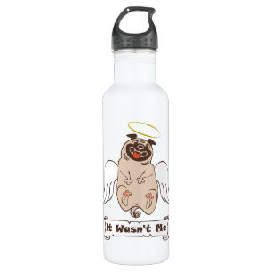 It Wasn't Me angel pug funny quote    Stainless St 710 Ml Water Bottle