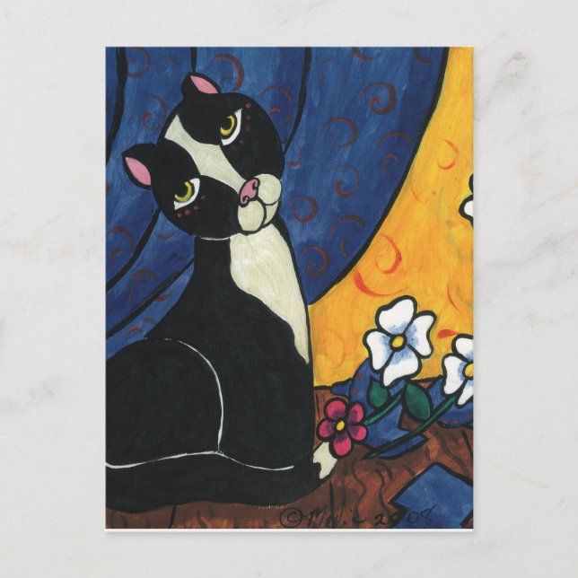 It Wasn't Me - Tuxedo Cat Postcard (Front)