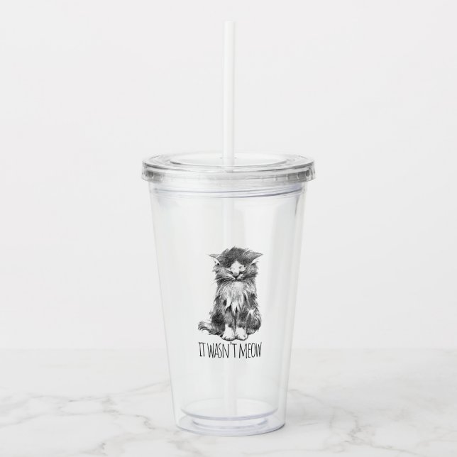 It Wasn't Meow Cute Fluffy Kitten Acrylic Tumbler (Front)