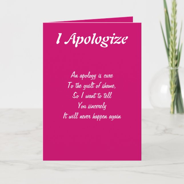 It will never happen again apology greeting cards (Front)