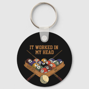 It Worked In My Head Billiards Gift 8-Ball Pool Keychain
