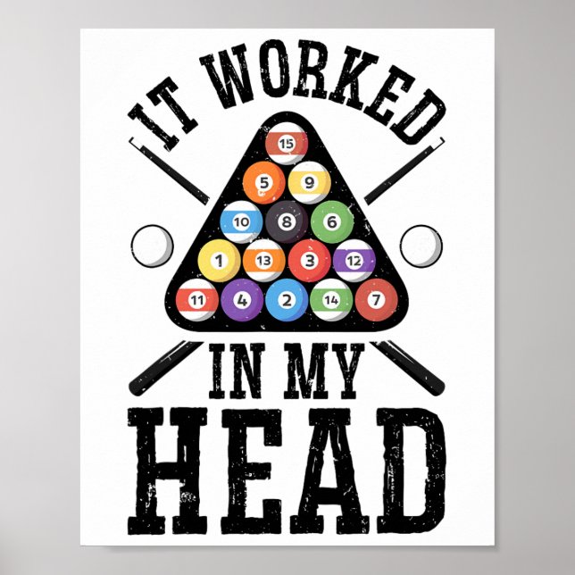 It Worked In My Head Funny Pool Billiards Player G Poster (Front)