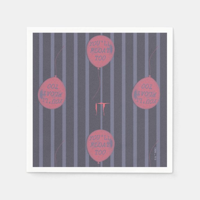 IT - You'll Float Too Balloon Striped Pattern Napkin (Front)
