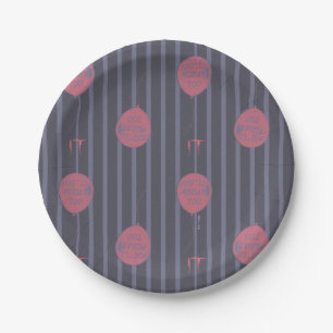 IT - You'll Float Too Balloon Striped Pattern Paper Plate