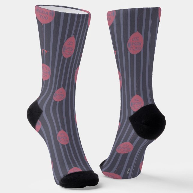 IT - You'll Float Too Balloon Striped Pattern Socks (Angled)