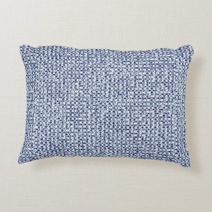 Itajime Shibori Blue Check Textile Geometric Weave Accent Pillow
