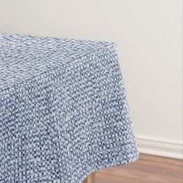 Itajime Shibori Blue Check Textile Geometric Weave Tablecloth