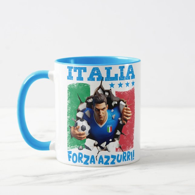 Italia 3D Forza Azzurri Soccer Mug (Gauche)