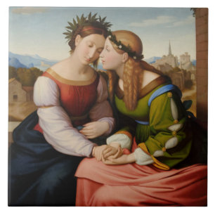 Italia and Germania (Italy and Germany as Sisters) Tile
