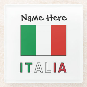 Italia Bandeira Italiana Personalized  Glass Coaster