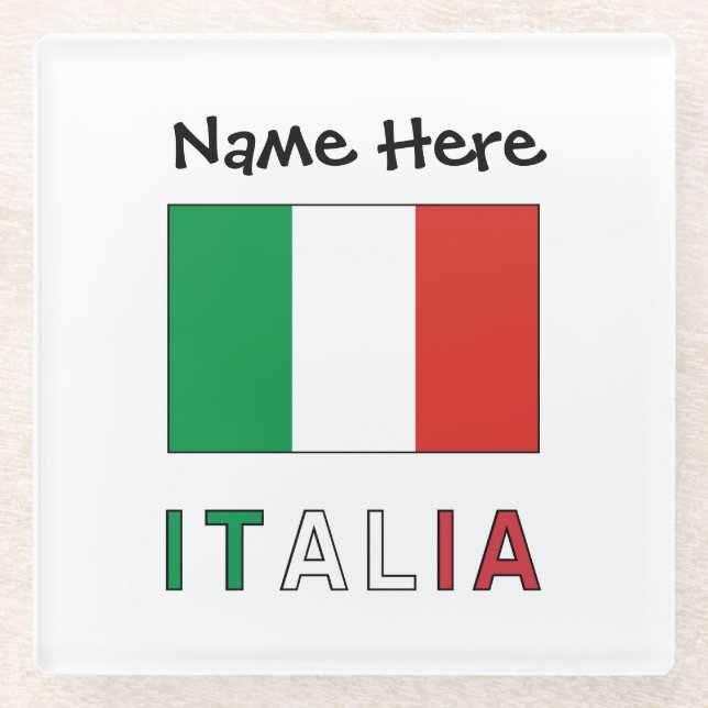 Italia Bandeira Italiana Personalized  Glass Coaster (Front)
