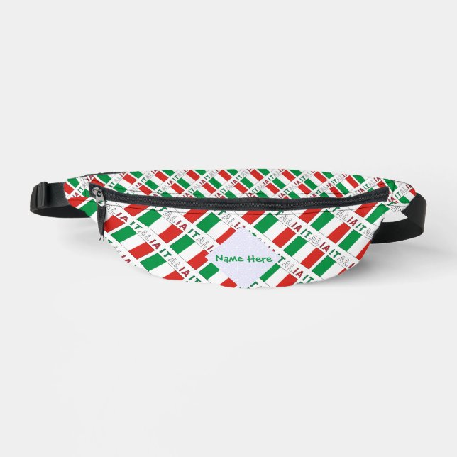 Italia Bandeira Italiana Tiled Green Personalized  Fanny Pack (Front)