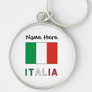 Italia Bandiera Italiana Black Personalization Keychain