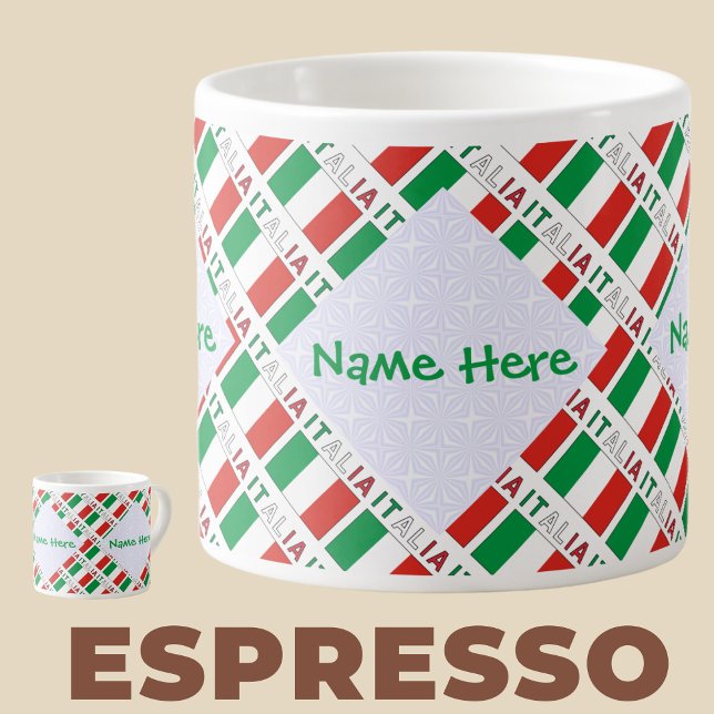Italia Bandiera Italiana Tiled Green Personalized Espresso Cup (Creator Uploaded)