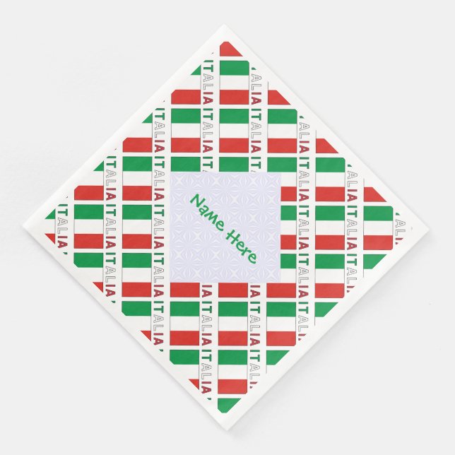 Italia Bandiera Italiana Tiled Green Personalized Napkin (Corner)