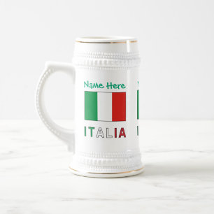Italia e Bandiera Italiana Green Personalization Beer Stein