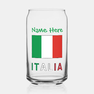 Italia e Bandiera Italiana Green Personalization Can Glass