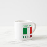 Italia e Bandiera Italiana Green Personalization  Espresso Cup<br><div class="desc">Personalized espresso cup features the flag of Italy, or in Italian, Bandiera Italiana. Below, the word ITALIA, in the green, white and red stripes of the il Tricolore. Above, a place for your name, in green letters. Create a personalized touch for yourself or add someone else's name for a customized...</div>