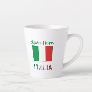 Italia e Bandiera Italiana Green Personalization  Latte Mug