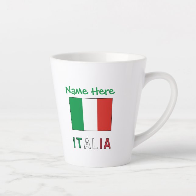 Italia e Bandiera Italiana Green Personalization  Latte Mug (Right)