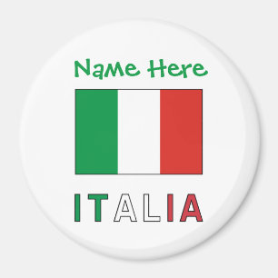 Italia e Bandiera Italiana Green Personalization Magnet