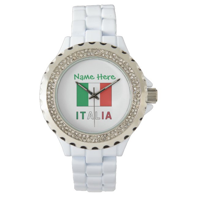 Italia e Bandiera Italiana Green Personalization  Watch (Front)